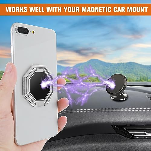 cobee Cell Phone Ring Holder Finger Kickstand, 360° Rotation Metal Cellphone Back Grip Foldable Cell Phone Stand Adjustable Phone Holder Compatible with Most Smartphones(Silver) - color: Silver