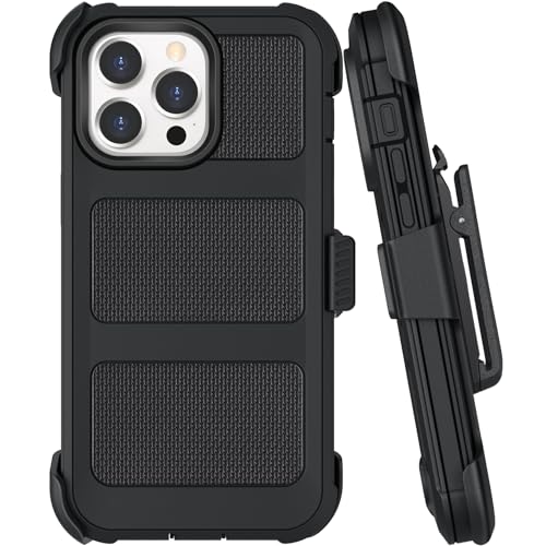 Belt Clip Holster Compatible with iPhone 12 Pro Defender Case with 360° Rotating Stand - Heavy Duty Protection Anti-Drop Shockproof, Black - size: iPhone 12 Pro