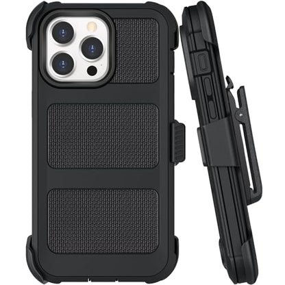 Belt Clip Holster Compatible with iPhone 12 Pro Defender Case with 360° Rotating Stand - Heavy Duty Protection Anti-Drop Shockproof, Black - size: iPhone 12 Pro
