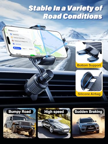 Rorhxia Car Vent Phone Mount, [Never Blocking Vent, Enjoy The Comfort of The A/C] Hands-Free Universal Extension Clip Air Phone Holder Car Fit for All Phones iPhone 17 16 15 14 13 12 Samsung More