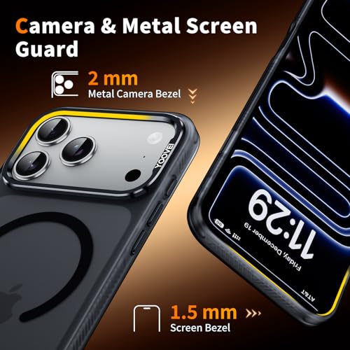 Magnetic & Shockproof for iPhone 17 Pro Max Case,Compatible with MagSafe Soft Touch Translucent Slim Fit Military-Grade Protection Phone Case for iPhone 17 Pro Max,Frosted Black - color: Black