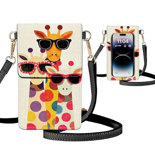 Small Crossbody Bags for Women Touchscreen Cell Phone Bag Cross Body Purses with adjustable Strap,Gifts For Teenage Girls - color: vibrant polka-dot giraffe