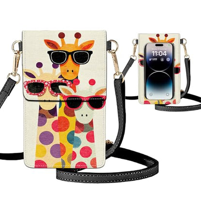 Small Crossbody Bags for Women Touchscreen Cell Phone Bag Cross Body Purses with adjustable Strap,Gifts For Teenage Girls - color: vibrant polka-dot giraffe