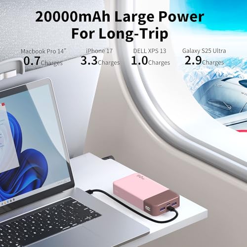 NOBIS 90W Portable Charger 20000mAh Laptop Power Bank Fast Charging - color: Pink