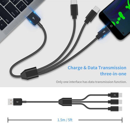 Duttek USB A to USB C Splitter Cable, USB C Splitter Multi Charging Cable, 3 in 1 USB2.0 Male to 3 USB C Male Multi USB C Cable Compatible with USB Type-C Phones, Tablets 5 Ft/1.5M (Black)