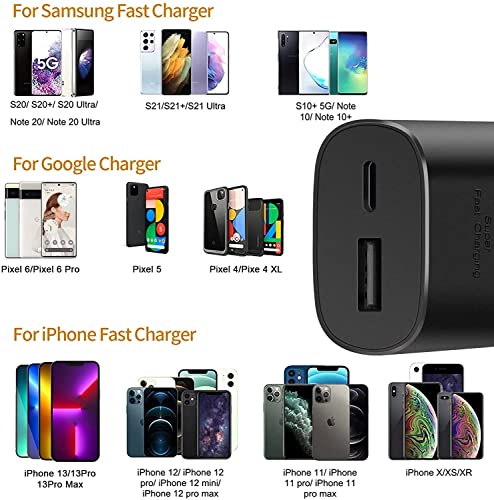 Type C Charger,25W Super Fast Charger Dual Port USB C Wall Charger, Quick Charging Block Compatible with Samsung Galaxy S25 S24 S23 S22/S22 Plus/S20/S21 Ultra Plus,Note 20/Note 10 Plus/iPhone 16/15