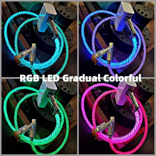 4 in 1 USB Charging Cable 2 Pack 3.3ft Light up USB Cable Colorful Gradual - color: 4 Combinations Colorful Gradual