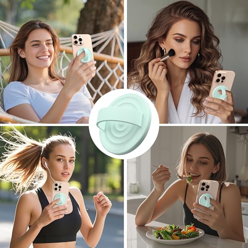 Magnetic Phone Grip for MagSafe, Silicone Ring Grip, Mint Green - color: Mint Green