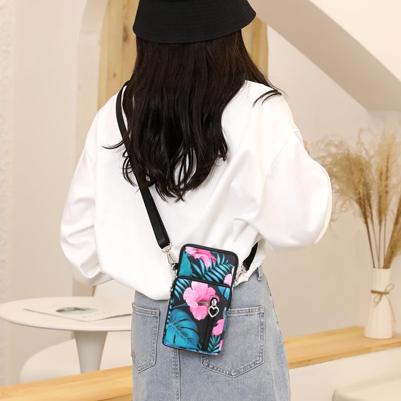 Small Crossbody Bag for Women - Mini Phone Purses with Crossbody Strap and Wallet - Nylon Arm Bag - color: B-amaryllis