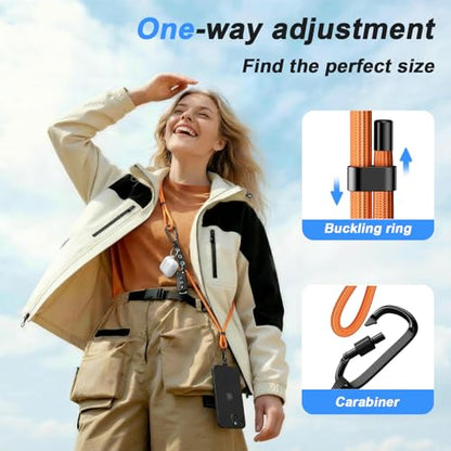 Phone Strap Crossbody Phone Lanyard with 2 Phone Tabs,Adjustable Anti Theft Phone Strap for iPhone Around with Hanging Loops ,Skin-Friendly,Universal Cell Phone Neck lanyard for Outdoor Travel (Khaki) - color: Khaki