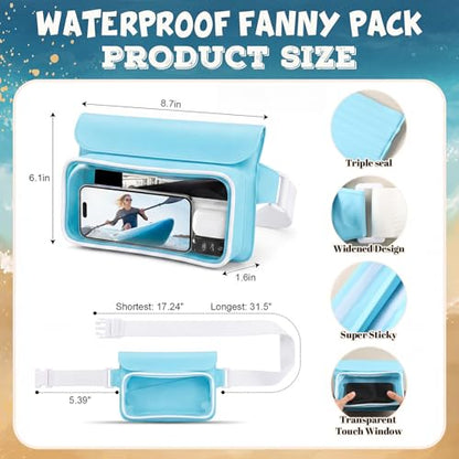 Ipx8 Waterproof Fanny Pack, 1 Pack Floating Waterproof Phone Pouch Touchscreen Dry Bag with Adjustable Waist Strap for Beach, Swimming, Kayaking, Boating, Fits Phones up to 8.5"(Blue) - color: Blue