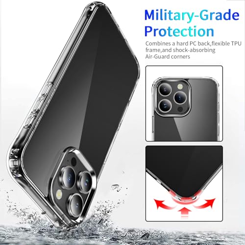 DEERLAMN Clear Case for iPhone 16 Pro 6.1-Inch, Military Grade Drop Protection Anti-Scratch Transparent Ultra Slim Non-Yellowing Shockproof Protective Phone Cover - size: iPhone 16 Pro 6.1-Inch