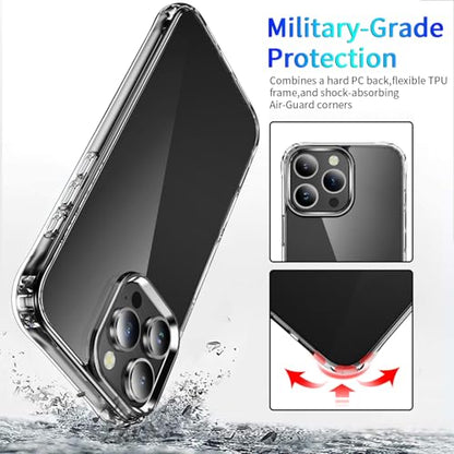DEERLAMN Clear Case for iPhone 16 Pro 6.1-Inch, Military Grade Drop Protection Anti-Scratch Transparent Ultra Slim Non-Yellowing Shockproof Protective Phone Cover - size: iPhone 16 Pro 6.1-Inch