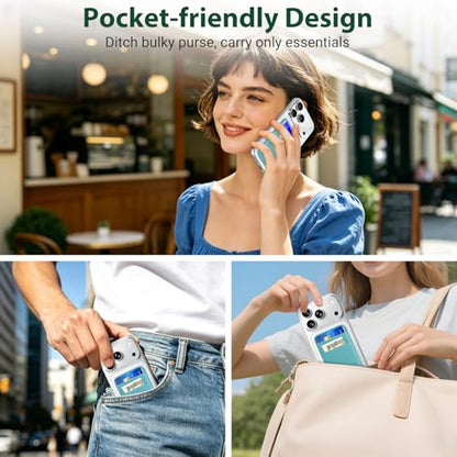 takyu Wallet Compatible with Magsafe, Stretchy Cloth Fabric 2600Gs Secure Magnetic Strength Minimalist Wallet Phone Credit Card Holder Compatible with iPhone 17 16 15 14 13 12 Series Case Green - color: Aqua
