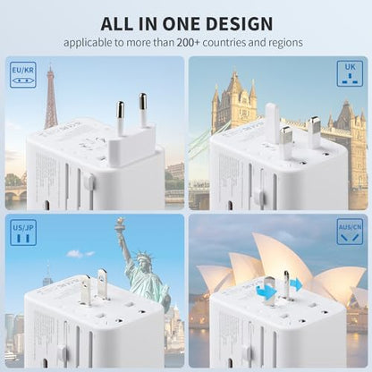 Epicka 70W GaN PD Universal Travel Adapter, 3USB-C/2USB-A - style: 70W-5USB(3 USB-C) White