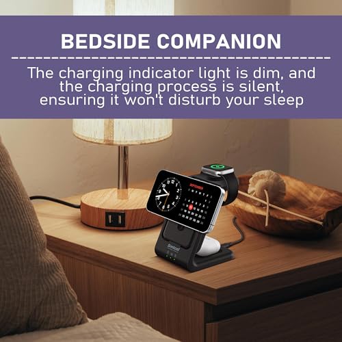 Smtcsl 3 in 1 Wireless Charging Station: 10000mAh Removable Power Bank Charger Stand for Phone/Watch/Air Pods - Portable Magnetic Battery Pack for Air 17 16 15 14 13 12 Series