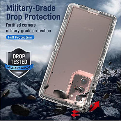 YmhxcY Note 20 Ultra Cover, Galaxy Note 20 Ultra 3 Layer Durable Shockproof Case/Solid Silicone Clear Case - Transparent Black - color: Transparent black