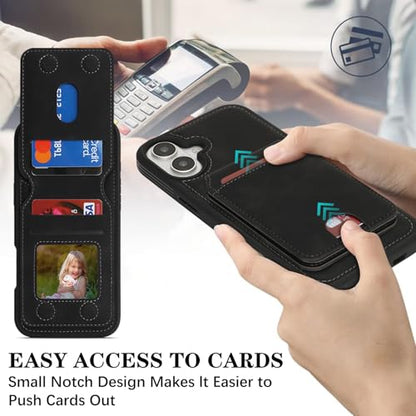 Ｈａｖａｙａ Soft-Touch Wallet Case for iPhone 16 - Matte Black | Soft touch matte finish, detachable 2-in-1 magnetic wallet with 5 card slots & kickstand, 1400 Gauss MagSafe 15W fast char - color: Matte Black