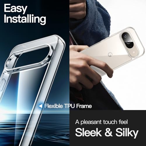 JETech Case for Google Pixel 9/9 Pro, Anti-Yellowing, Clear | Shockproof Protection, Scratch Resistant Hard PC Back, Durable Transparent TPU Bumper - color: Clear, size: Pixel 9/9 Pro
