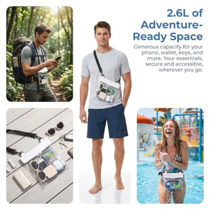 Waterproof Phone Pouch 2.6L Large Capacity Dry Bag with Sensitive Touch Screen 3-Layer Seal Underwater Case for Beach Snorkeling Rafting-Beige - color: Beige