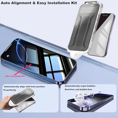 2 Pack Privacy Matte Screen Protector for iPhone16e/iPhone14/iPhone13 Pro/iPhone 13 6.1inch, 4-Way 360° Anti-Spy Anti Glare Tempered Glass, Auto Alignment Easy Installation Kit - size: for iPhone16e/14/13 Pro/13