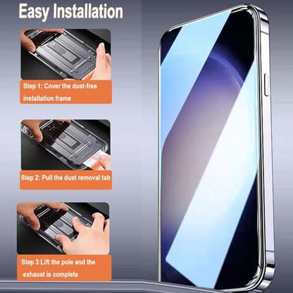 2 Pack for Samsung Galaxy S24 Tempered Glass Screen Protector, Auto-Alignment Installation Frame for Bubble Free & Automatic dust Removal,Fingerprint Unlock,9H Military Grade, HD Clear