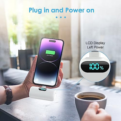[2 Pack]Small Portable Charger for iPhone,Upgraded 5000mAh PD Fast Charging Power Bank,Cute Mini Portable Phone Charger Battery Pack Compatible with iPhone 14/14 Pro Max/13/13 Pro/12 Pro/11/XR/X/8 etc - color: A-Black+White
