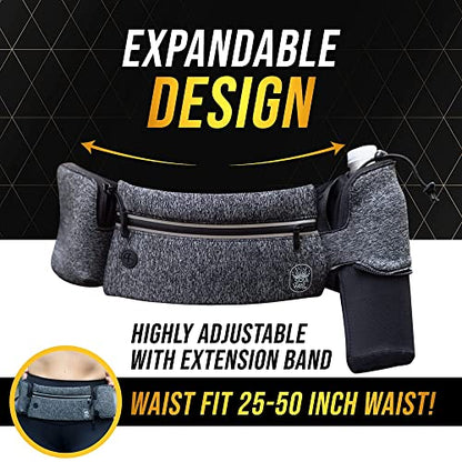 Running Belt with Water Bottle Holder Waist Bag Extender Grey - color: Grey