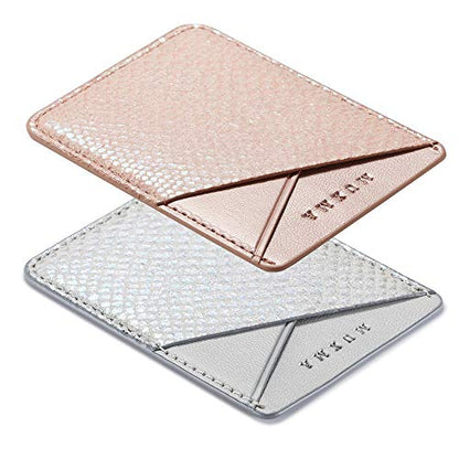 Cell Phone Wallet,Credit Card Holder for Back of Phone Pocket 3M Adhesive Sticker Card Pouch Sleeve for iPhone/Samsung Galaxy/Sony/Android and Most Smartphones (Pink+Grey) - color: Pink+Grey