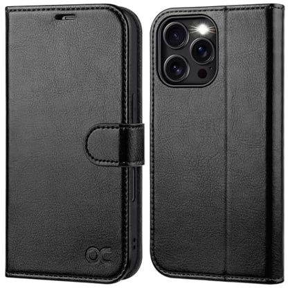 OCASE Compatible with iPhone 16 Pro Wallet Case, PU Leather Flip Folio Case with Card Holders RFID Blocking Kickstand [Shockproof TPU Inner Shell] Phone Cover 6.3 Inch 2024, Black - color: Black