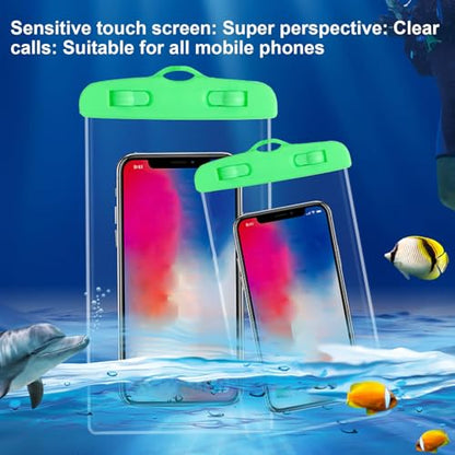Waterproof Phone Pouch | Cycling Smartphone Bag - Transparent Touchscreen Phone Pouch with Lanyard for Swimming Rafting Boating Snorkeling Beach Kayaking Fishing Cycling - color: Green
