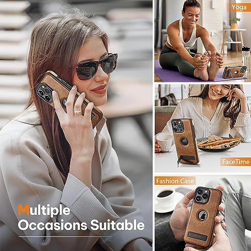 WTCASE Magnetic for iPhone 15 Pro Max Leather Case,Built-in Invisible Stand [Compatible with Magsafe] Protective Slim Kickstand Phone Cover Compatible with iPhone 15 Pro Max (2023) 6.7"(Brown) - color: Brown, size: iPhone 15 Pro Max-6.7"