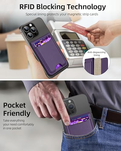 ExtreLife For Magsafe Wallet, Works with Apple Find My, 6 Cards Holder - color: Dark Purple