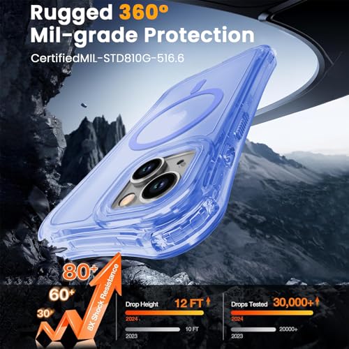 WRJ Magnetic Clear for iPhone 13 Case,iPhone 14 Case,[Compatible with MagSafe][Military Grade Drop Protection] Transparent Full Body Shockproof Protective Phone Case-Ultramarine - color: Ultramarine, style: Transparent