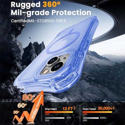 WRJ Magnetic Clear for iPhone 13 Case,iPhone 14 Case,[Compatible with MagSafe][Military Grade Drop Protection] Transparent Full Body Shockproof Protective Phone Case-Ultramarine - color: Ultramarine, style: Transparent