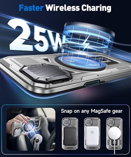DASFOND Shield Series for iPhone 12/12 Pro Case with Camera Stand Cover [Compatible with MagSafe] Full Body Military Shockproof Protection Heavy Duty Rugged Magnetic Phone Case iPhone 12/12 Pro, Gray - color: Gray, size: Camera Stand iPhone 12/12 Pro