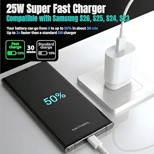 TT&C 2-Pack 25W USB C Fast Charger with 6FT Long Cable (White) - color: White, size: 6ft