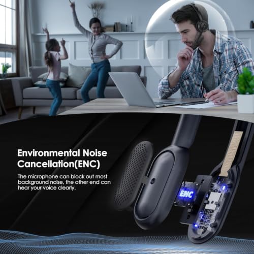 Upgrade ANC & ENC Wireless Headset with Mic for Work(Flip-to-Mute & Dongle) - color: Black