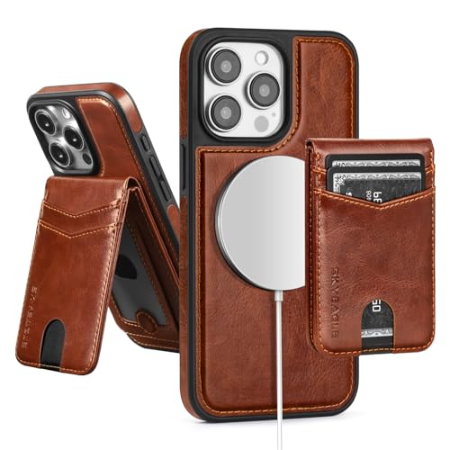 SkyEagle for Compatible Magsafe Magnetic 2 in 1 Detachable iPhone 13 Pro Max Wallet Case with Card Holder,for Women Men,PU Leather RFID Blocking Credit Slots Kickstand,for Apple 13 Pro Max,Brown | Detachable Magnetic Credit Card Holder,RFID Blocking,PU Le