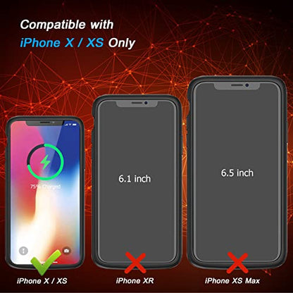 Battery Case for iPhone X/XS, [10000mAh] Enhanced Rechargeable Portable Protective Qi Wireless Charger Case Battery Support CarPlay Wireless Charging Case Compatible with iPhone X/XS (5.8 inch)-Black - size: iPhone X/XS