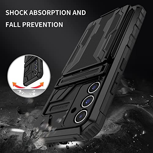 for Samsung Galaxy A54 Wallet Case with Card Holder, Black | Detachable Card Holder, Built-in Kickstand, with Screen Protectors, Military Grade, Full Body Shockproof - size: for Galaxy A12 - 6.4''