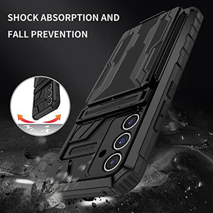 for Samsung Galaxy A54 Wallet Case with Card Holder, Black | Detachable Card Holder, Built-in Kickstand, with Screen Protectors, Military Grade, Full Body Shockproof - size: for Galaxy A12 - 6.4''