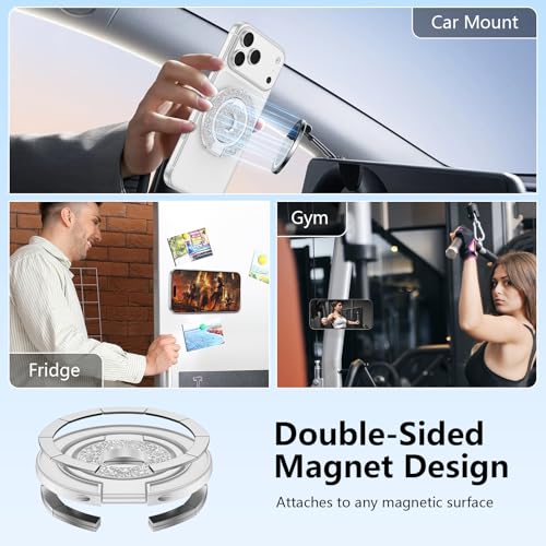 for Magsafe Magnetic Phone Ring Grip Adjustable Kickstand for iPhone 17 Air - color: White
