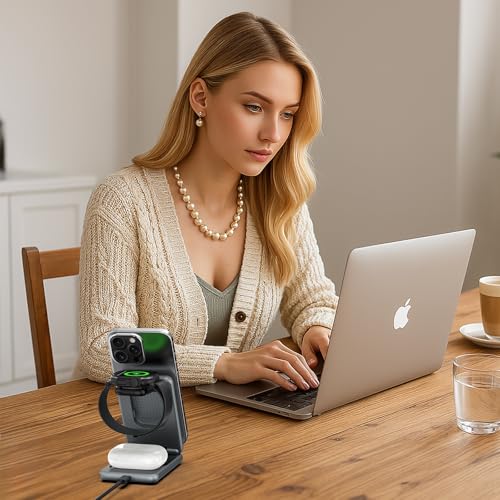 Wireless Charger Charging Station for iPhone: Xpencifan Travel 3-in-1 Charger Stand Multiple Devices for Apple Watch Ultra SE 9 8 7 6 5 4 3 2 - iPhone 16e 16 15 14 Pro Max 13 12 11 - AirPods Pro 4 3 2