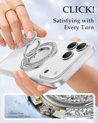 SYNCWIRE for MagSafe Phone Grip, Sparkly Magnetic Phone Ring Holder - color: Glitter Silver