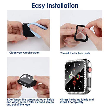 Simpeak 5Pack Bling Case with Apple Watch Series 10 Screen Protector, Compatible with 38mm 40mm 44mm 41mm 45mm, iWatch Series 1-9, 46mm, 42mm - size: 42mm(Series3)
