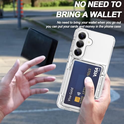 Wallet Case for Samsung Galaxy S26 with 3 Credit Card Holder Clear | Slot Shockproof Hybrid Heavy Duty Protection Clear Phone Cover Compatible with Galaxy S26 6.3 Inch (Clear) - color: Clear, size: Samsung Galaxy S26