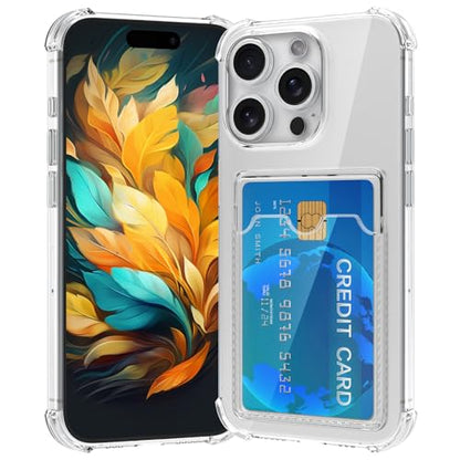 Design for iPhone 16 Pro Case with Card Holder, Wallet Case Clear Slim Soft Protective Cover Shockproof Anti-Scratch Phone Card Case for iPhone 16 Pro - size: iPhone 16 Pro