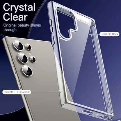 JETech Case for Samsung Galaxy S24 Ultra, Anti-Yellowing, Clear | Shockproof Protection, Scratch Resistant Hard PC Back, Durable Transparent TPU Bumper - color: Clear, size: Galaxy S24 Ultra