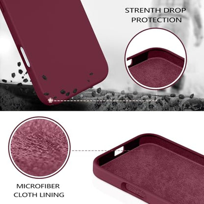 GUAGUA Compatible with iPhone 16 Pro Case 6.3 Inch Liquid Silicone Soft Gel Rubber Slim Thin Microfiber Lining Cushion Texture Cover Shockproof Protective Phone Case for iPhone 16 Pro, Wine Red - color: Wine Red, size: iPhone 16 Pro